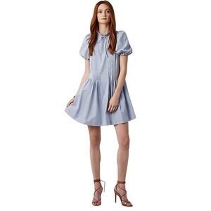 Hudson North Ruffled Puff Sleeve Tie-Neck Mini‎ Dress Women's Medium